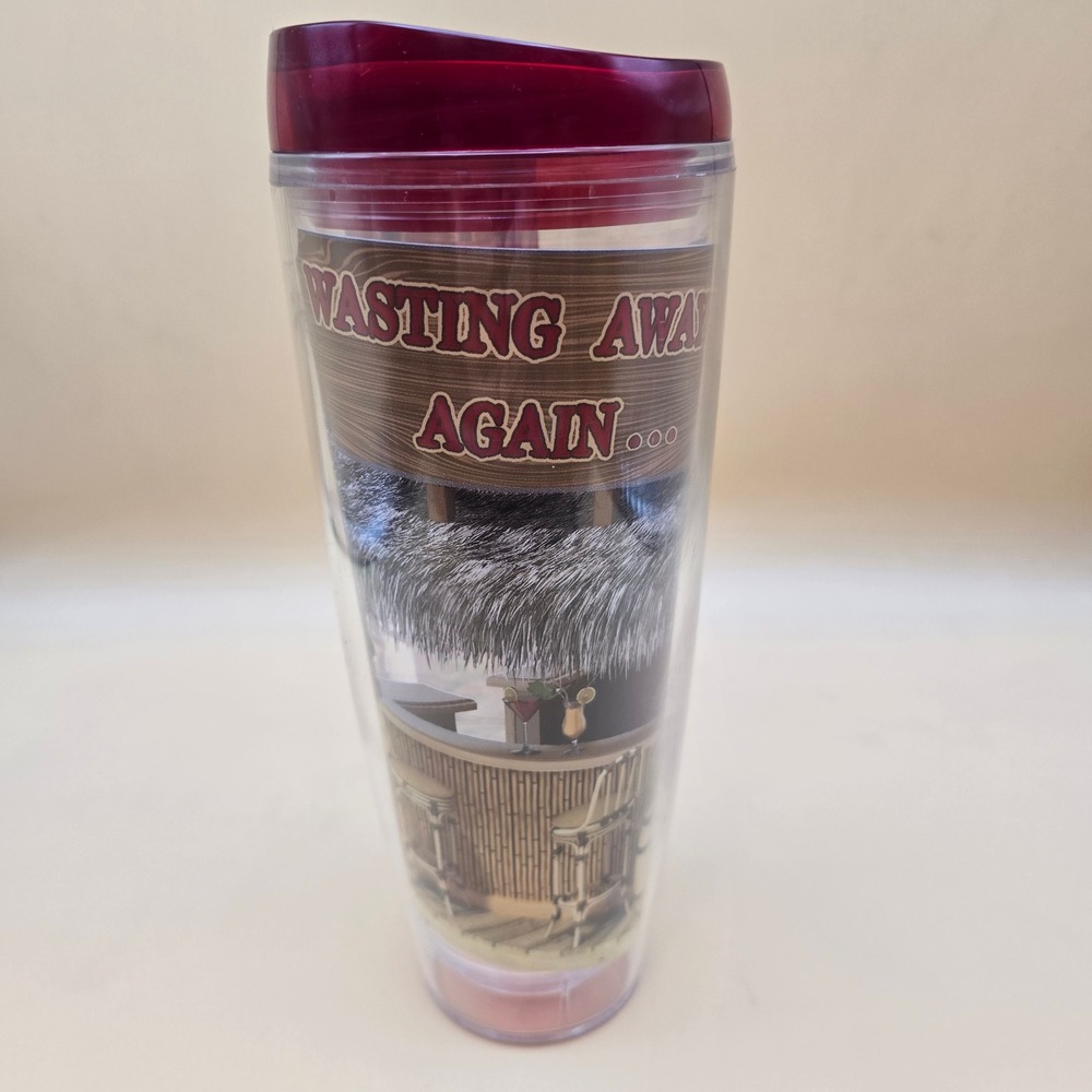 Margaritaville Wasting Away Again Insulated 24oz Tumbler with Red‎ Lid USA MADE